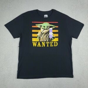 Star Wars Baby Yoda Grogu Graphic Black Short Sleeve T-Shirt Size 2XL DAMAGED